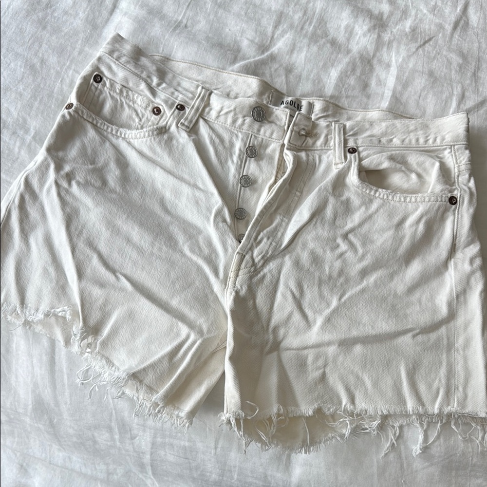 Agolde White Denim Shorts
